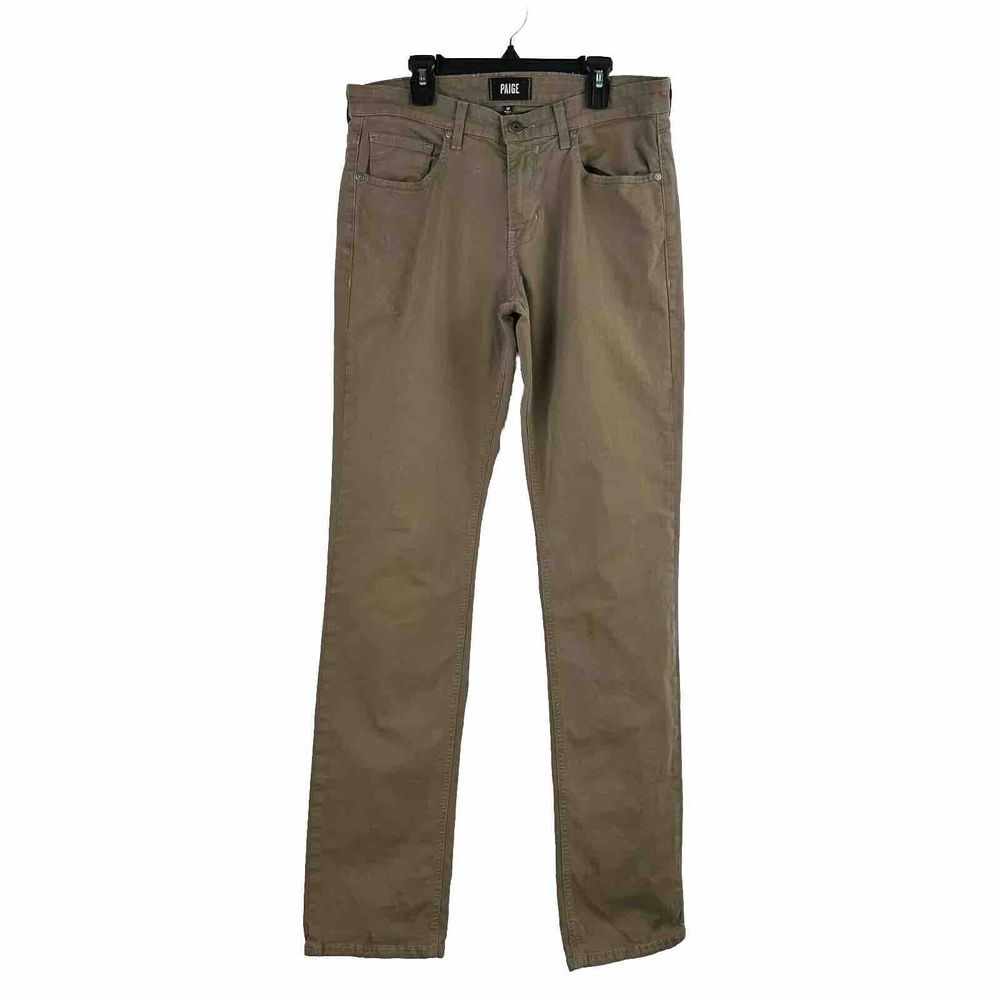 Paige Chino Pants Normandie Size 30 Brown Denim Cotton Straight‎ Leg Zip Fly